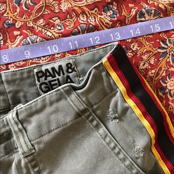 PAM AND GELA UNIFORM SIDE STRIPE STEP HEM ARMY PANT   GREEN SIZE 25 - Picture 11 of 15